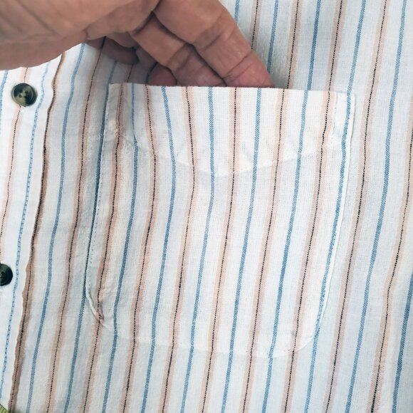 Old Navy Regular Fit Everyday Linen Blend Striped Shirt Size L - Picture 6 of 16